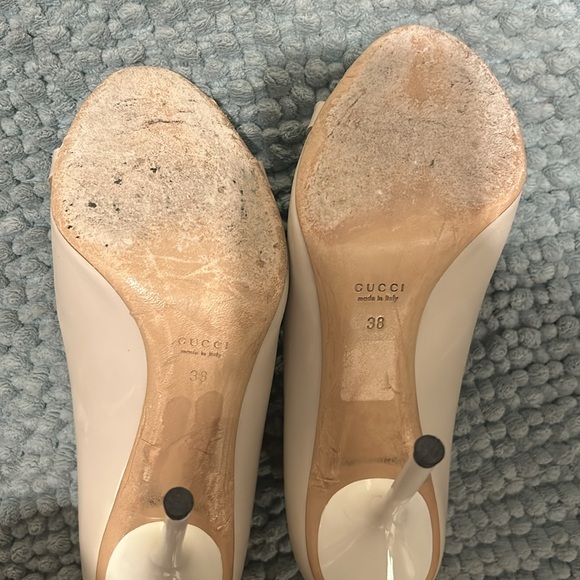 GUCCI HORSEBIT PEEP TOE PUMPS MYSTIC WHITE, 38 - Picture 5 of 13